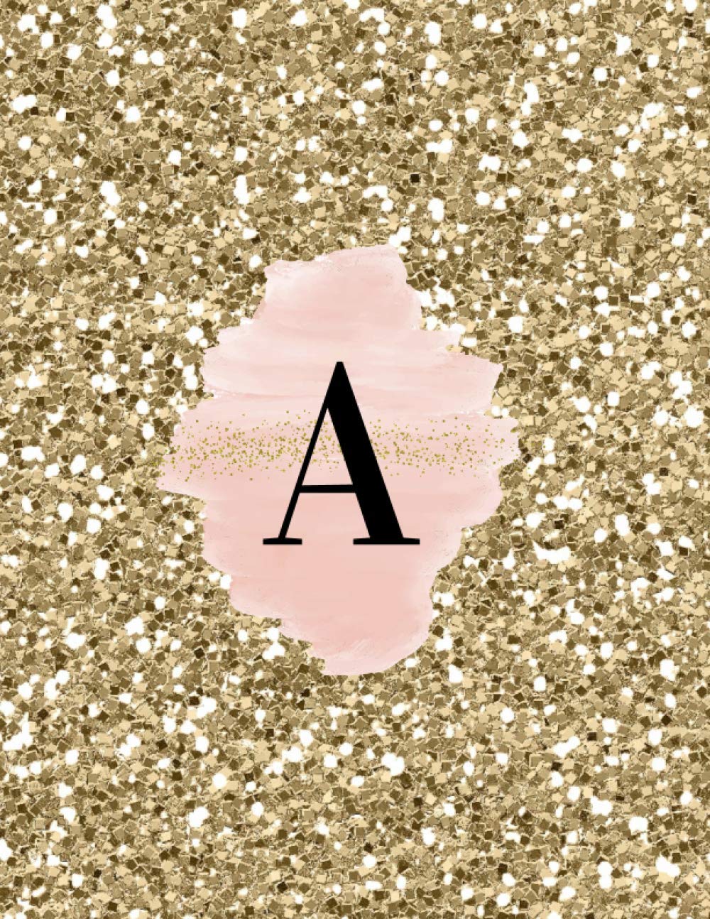 INITIAL "A" GOLD GLITTER LINED NOTEBOOK (8.5 × 11, 200 PAGES)