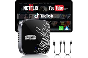 4-in-1 Wireless CarPlay Adapter for Streaming Netflix/YouTube/TikTok/TF Card, 2025 Magic Video AI Box & Android Auto Dongle [