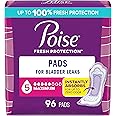 Poise Incontinence & Postpartum Pads for Bladder Leaks, 5 Drop Maximum Absorbency, Regular Length, 96 Count, Packaging May Vary