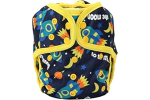 HIBABY One Size Cloth Diaper Cover Snap with Double Gusset (Rocket)