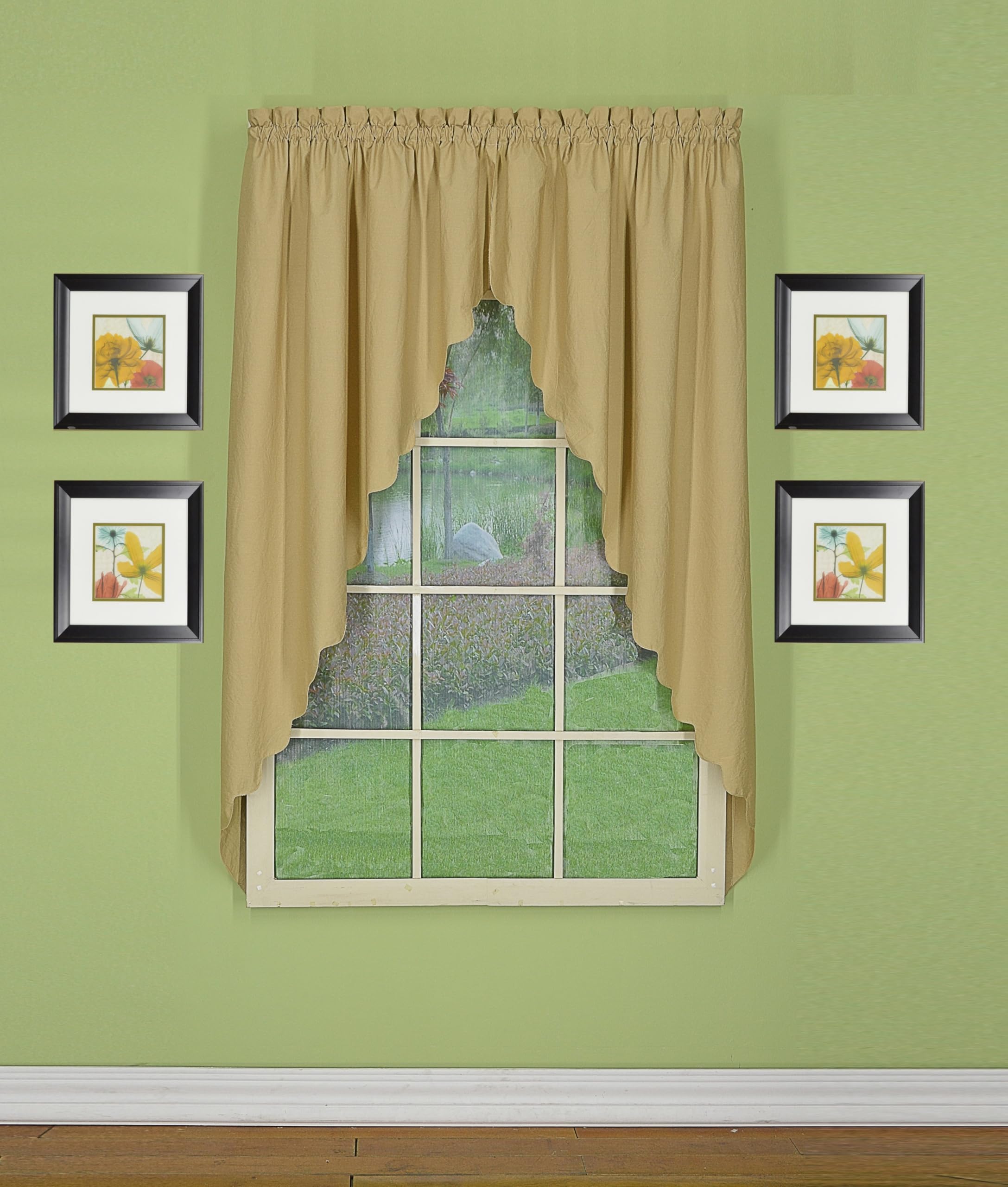 Today's Curtain, Orleans Scallop Curtain, 63" Swagger Pair, 80" W x 63" L, Linen — image 1