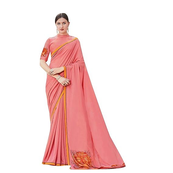 Pink Pure Georgette Printed Saree