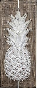 Creative Co-op Wood & Embossed Metal Pineapple Wall Décor
