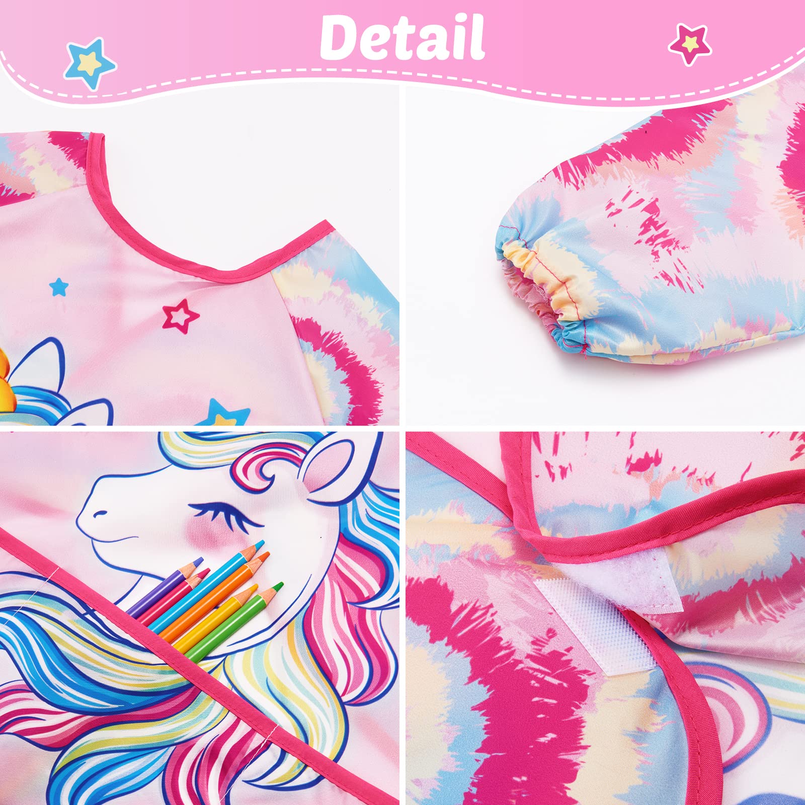 WERNNSAI Kids Art Smock, Toddler Artist Smock with Sleeve and Pockets, Kids Painting Apron