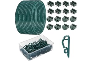 Yoojahow 117 Pcs SPT-2 Christmas Electrical Wire with Female and Male Vampire Plugs & Light Clip Weatherproof 18awg 2-Conductor Wire for Christmas LED Lighting Holiday Party Supplies (100ft,Green)