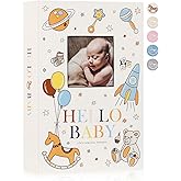 Lanpn Baby Photo Album 4x6 300 Pockets, Linen Newborn Bebe Ultrasound Photo Album with Memo Writing Area, Cover Photo Book, Picture Album for kids, Baby Girl Boy Memory Book Keepsake Colorful