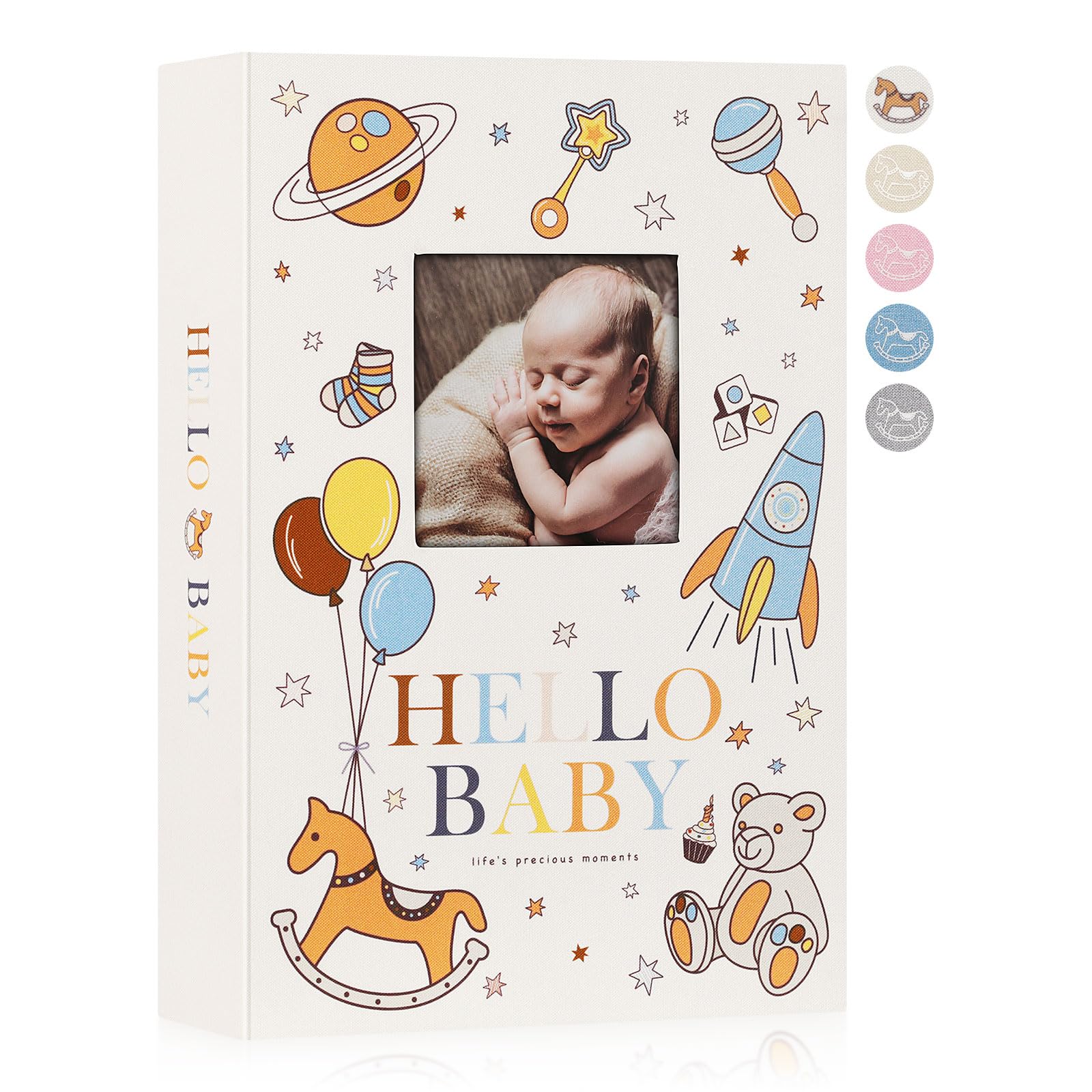 Photo 1 of Lanpn Baby Photo Album 4x6 300 Pockets, Linen Newborn Bebe Ultrasound Photo Album with Memo Writing Area, Cover Photo Book, Picture Album for kids, Baby Girl Boy Memory Book Keepsake Colorful