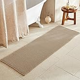 TYUU Waffle Runner Rug Bathroom, Long Boho Bathroom Rugs Non Slip Washable Super Absorbent Quick Dry Farmhouse Bath Mat, 72"x24" Khaki