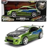 Jada Toys Fast &amp; Furious 1:24 Scale Anniversary Edition 1995 Mitsubishi Eclipse Die-Cast Car with Brush Metal Finish &ndash; Collector Display Model