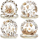 CHUNNIN 48 Pcs Western Cowboy Paper Plates for Western Party Supplies 7inch Wild West Disposable Dinner Rodeo Dessert Plates Cowboy Themed First Birthday Party Decorations Baby Shower Supplies Favors