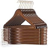 Smartor Wooden Hangers,Wood Coat Hangers,Heavy Duty Hangers for Coats with Rose Gold Hook,Natural Smooth Finish Premium Wood