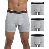 IRISMORII Mens Incontinence Protective Underwear Washable Adult Leak Proof Boxer Briefs with 60 ml Absorbency Trunk 3 Pack (3 Gray, L)
