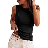 PRETTYGARDEN Sleeveless Tops for Women 2026 Summer Ribbed Tank Top Fitted Shirts Basic Tees Cute Spring Going Out Y2k Clothes