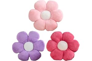 CANGHI 3 PCS Flower Pillows Flower Shaped Throw Pillow Cute Daisy Pillows Seating Cushions for Adults Kids Home Bedroom Sofa Chair Couch Decor (Pink/Purple/Hot Pink, 15.74 inch)