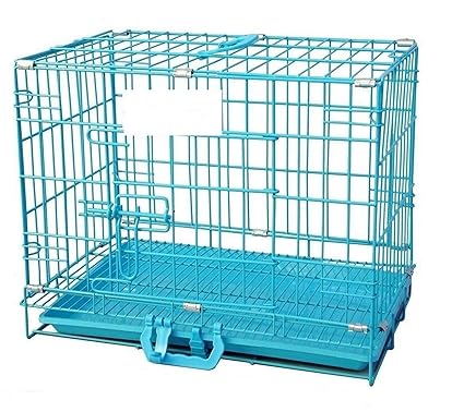W9 Metal Cage with Plastic Removable Tray for Rabbit, Cat, Guinea Pig, Puppy (24-inch, Blue)