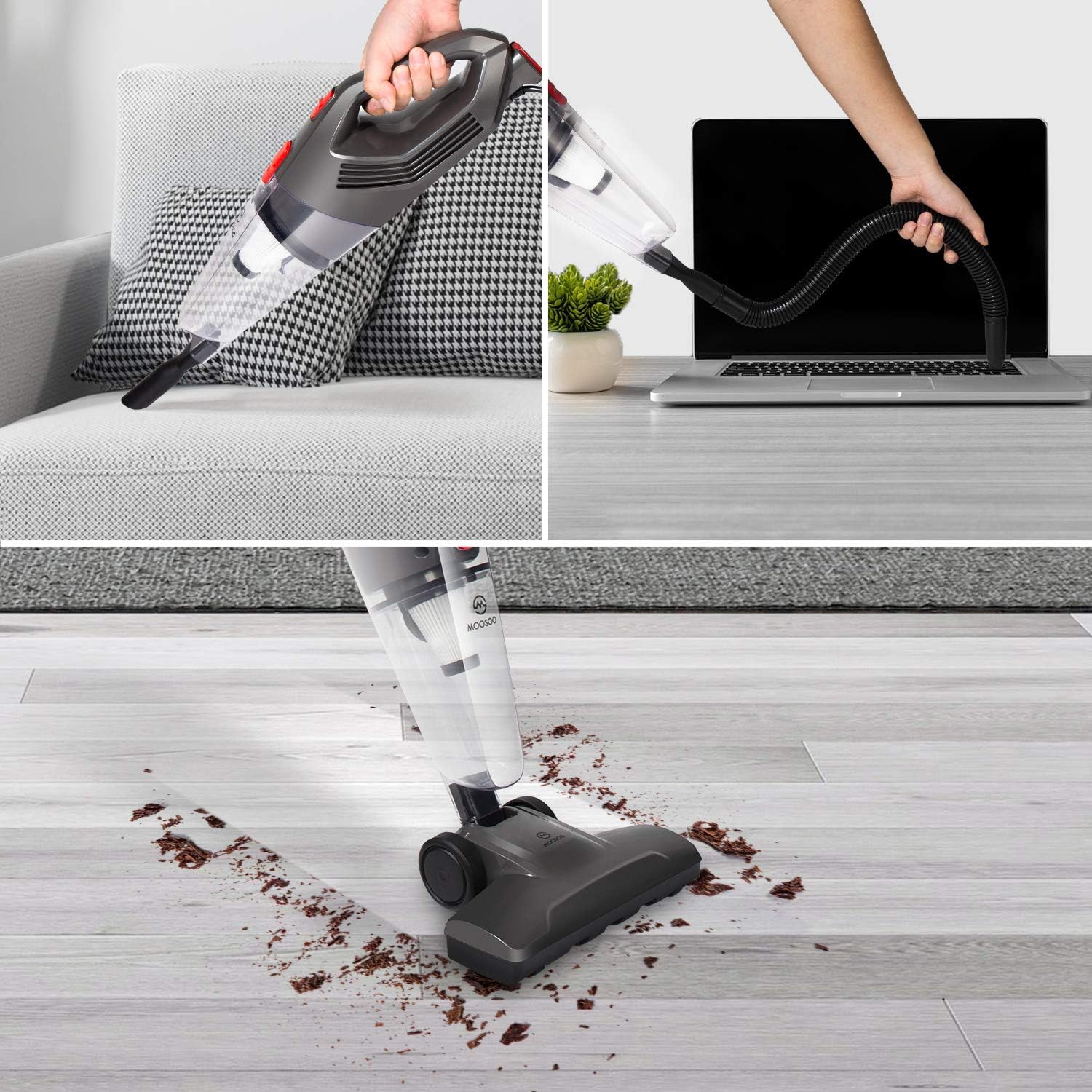 MOOSOO Vacuum Cleaner, 15KPa 4-in-1 Upright Vacuum Stick Vacuum Cleaner with HEPA Filters for Hard Floor Lightweight Home pet Hair LT450: Home & Kitchen