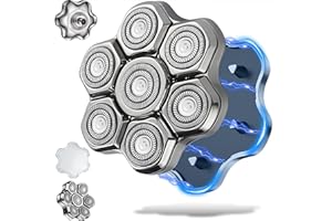 UPTARD Magnetic Head Shaver Replacement Heads 7 Double Ring Waterproof Rotary Razor Blades for Bald Men Compatible with freebird wyklaus shpavver (silver)