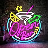 Folkive Open Bar Neon Sign for Wall Decor Dimmable 13.78" x 12.6" Led Open Sign for Cocktails Bar Neon Light for Business Home Pub Man Cave Beer Party Cocktail Club Shop Decoration