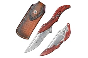 SDOKEDC SD604A VG10 Damascus Folding Knife Pocket Knife Yellow Sandalwood Handle Mechanical Lock Outdoor Camping Survival (Suguha)