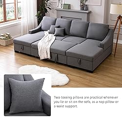 ERYE U-Shaped Sleeper Sectional Pull Bed and