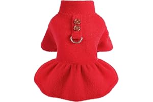 WANSOMMY Fleece Dog Sweater Dress with Leash Ring Dog Sweater for Small Dogs Girl Fall Winter Dog Clothes Warm Puppy Sweater Pet Sweatshirts Coats for Small Dogs Christmas Dresses Cat Outfits, XS
