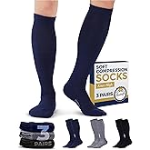 Pembrook Light Compression Socks for Men & Women - 3 Pairs | 8-15 mmhg Compression Dress Socks for Men | Support Socks