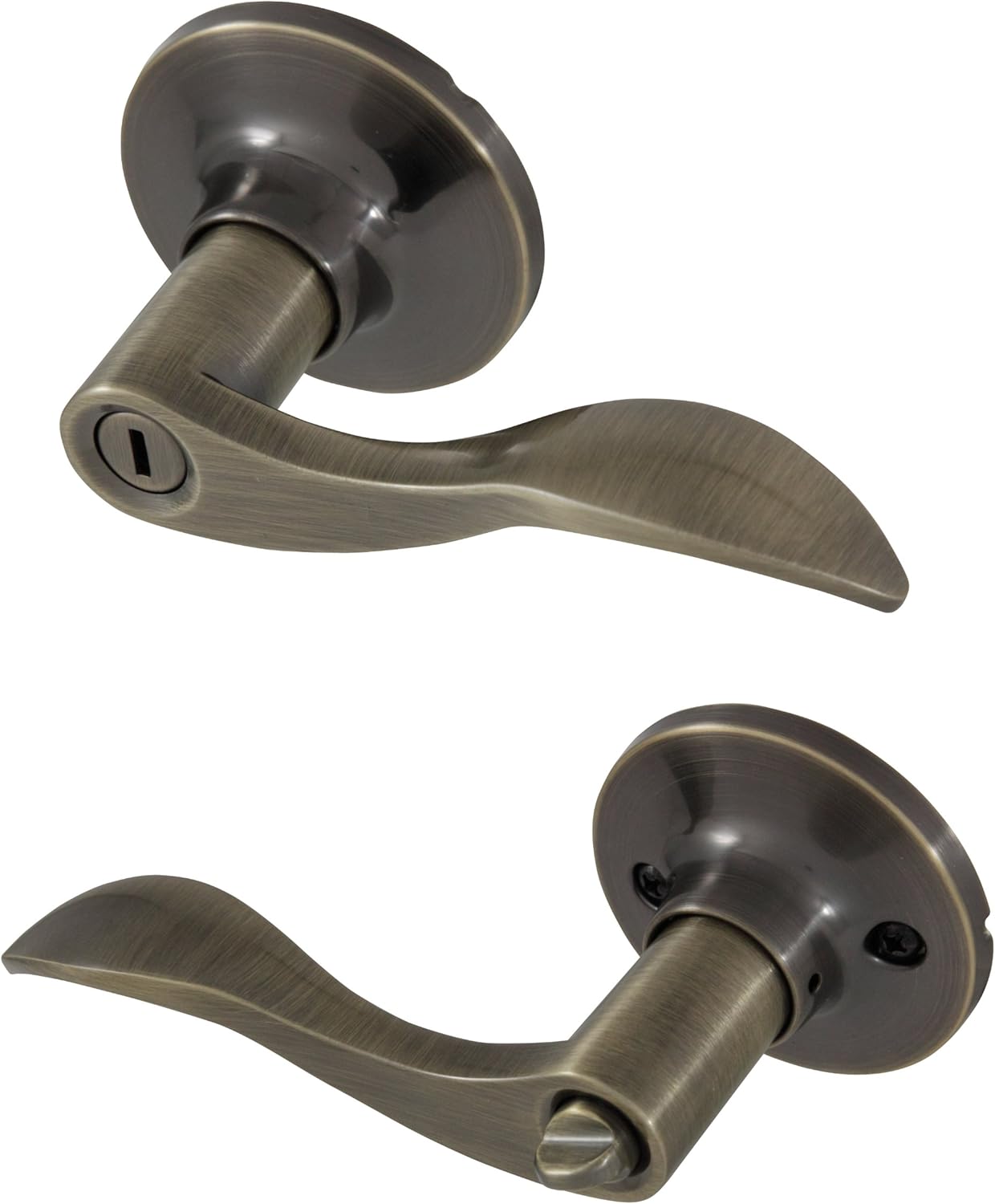 Honeywell 8106102 Wave Privacy Door Lever, Antique Brass Doorknobs