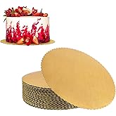 YunKo Gold Cake Boards 12 Inch Round, Disposable Cardboard Rounds Cake Base Decorating Supplies For Dessert Table Bases Para Pasteles, 25 Pack
