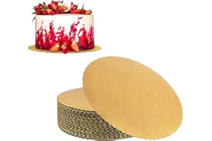 YunKo Gold Cake Boards 12 Inch Round, Disposable Cardboard Rounds Cake Base Decorating Supplies For Dessert Table, 25 Pack