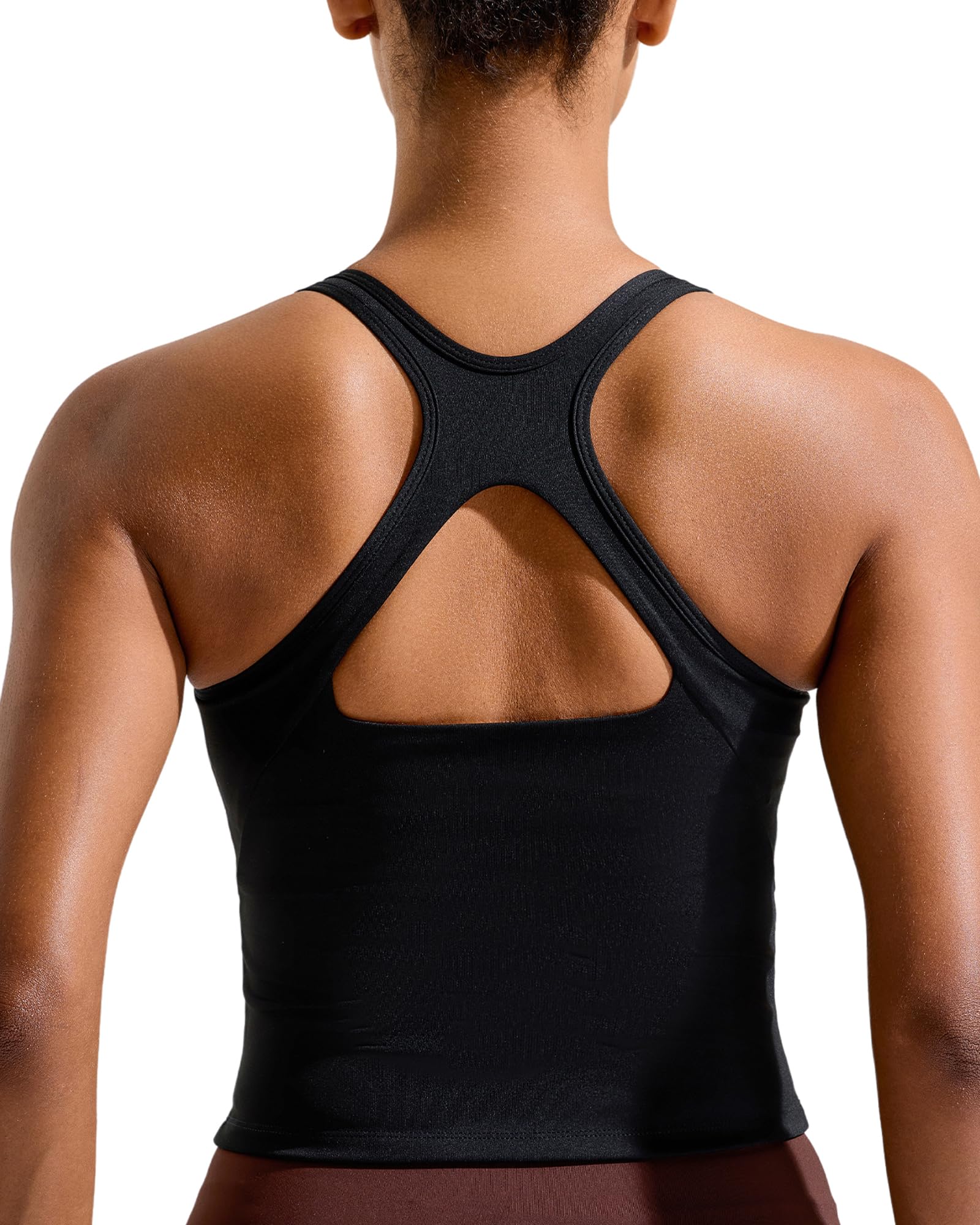 Photo 1 of (used/fair) RUNNING GIRL Black Sports Bras for Women, Racerback Molded Cup Padded Yoga Cropped Workout Tops for Women with Removable Pads(3073_Black_S)