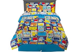 Franco Kids Bedding Super Soft Microfiber Comforter and Sheet Set with Sham, 7 Piece Full Size, Pokemon