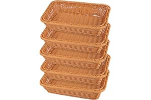 GNIEMCKIN 5 PCS 12 Inch Wicker Bread Basket, Woven Serving Basket, Tabletop Food serving Basket for Restaurant, Bakery, Famil