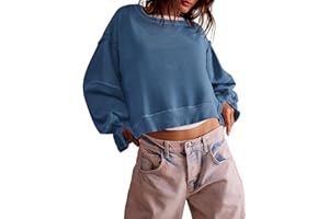 Zwurew Womens Casual Sweatshirt Long Sleeve Tops Crewneck Loose Fit Tee Pullover Crop Tshirt Side Slit Fall Fashion 2024
