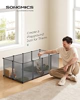 SONGMICS Pet Playpen with Floor Small Animal Enclosure 125 x 63 x 42 cm Grey view 2