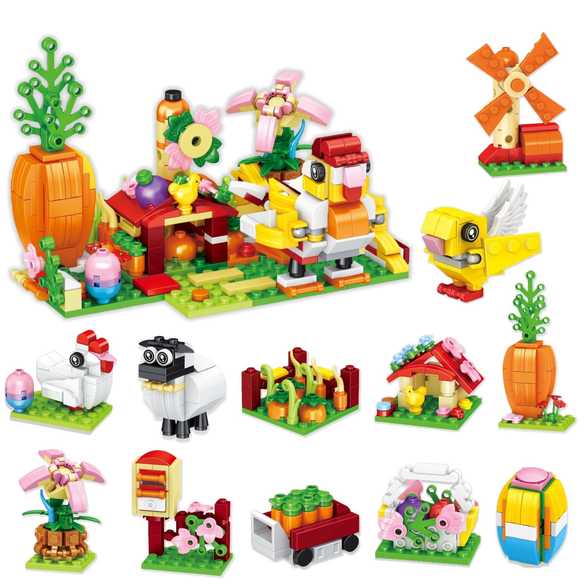 Sawaruita 12-Pack Easter Egg Filler Building Blocks Mini Toys for Kids - Easter Basket Stuffers Gifts for Boys Girls Teens