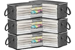 CJWLKJ 112L XLarge Clothes Storage Bags, 6-Pack Closet Organizers and Blanket Bags Storage, Clothes Foldable Storage Bins wit