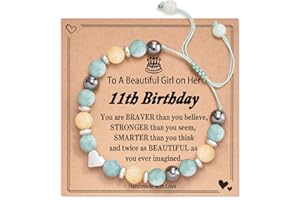 FYUKISS Sweet Birthday Gifts for Girls, Natural Stone Heart Bracelets for Niece Daughter Granddaughter Friend with Gift Card