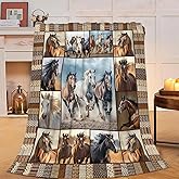 Horse Blaneket Western Horses Fleece Throw Blanket Fuzzy Plush Super Soft Cozy Warm Horse Decor Stuffed Animal Blanket Gifts for Boys Girls Kids Adult Men Women 50"X40"