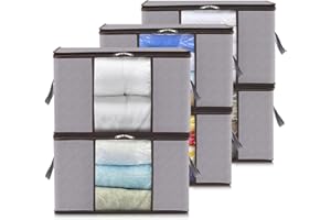 Lifewit Large Capacity Clothes Storage Bag Organizer with Reinforced Handle Thick Fabric, 6 Pack, 120L, Light Grey