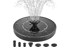 1W Solar Bird Bath Fountain Pump, Solar Fountain, Solar Powered Water Pump, Outdoor Water Fountain with 6-in-1 Nozzles, Free 