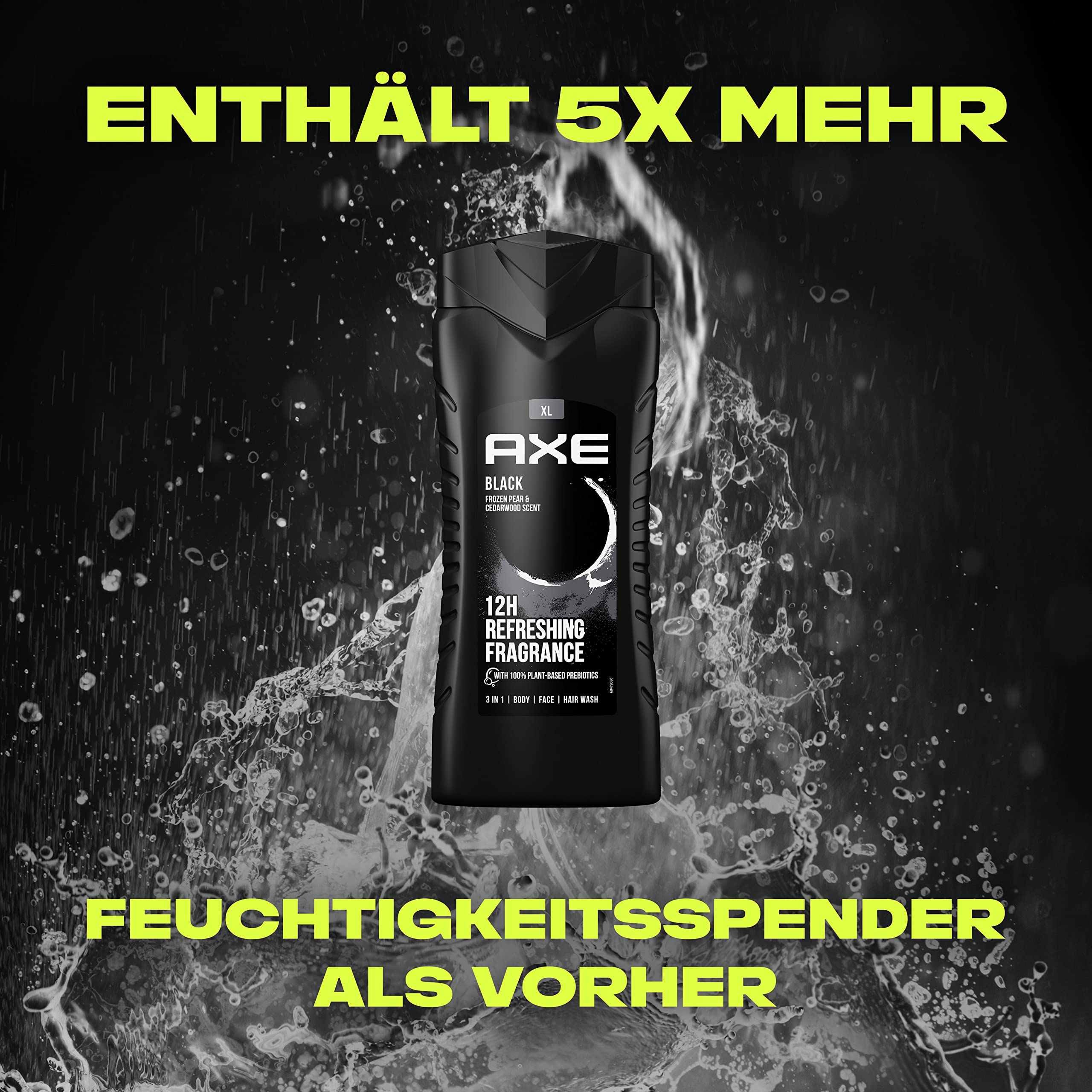 AXE 3-in-1 Duschgel & Shampoo Black XL – Bodywash und Shampoo für Körper, Gesicht und Haar - 4 Stück 4