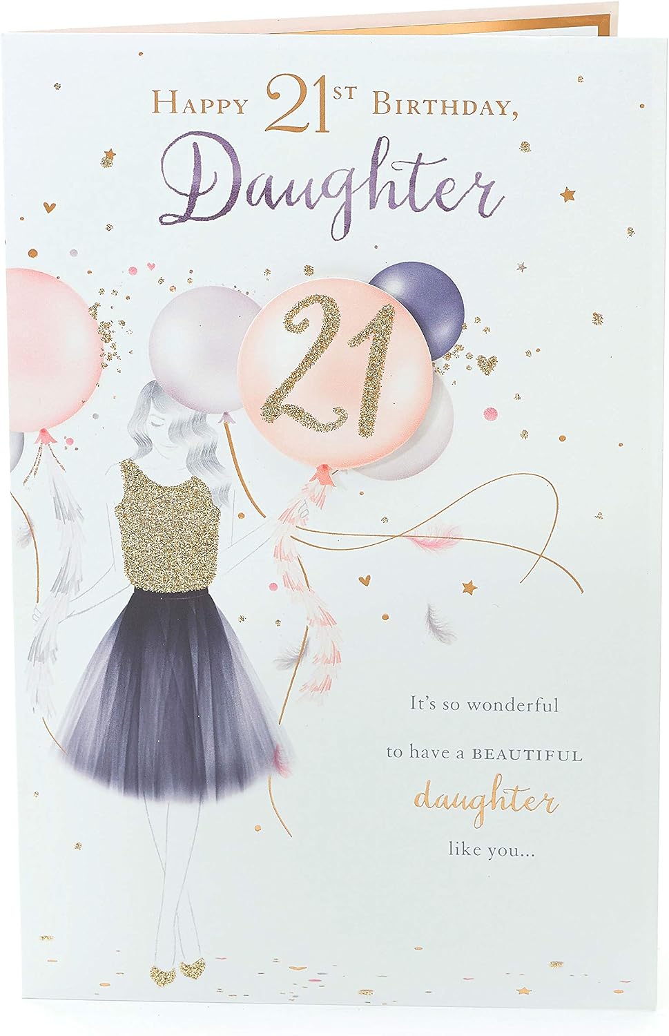 Daughter 21st Birthday Card - Daughter Birthday Card - 21st Birthday Card Female - Finished with Gold Glitter - Image 4