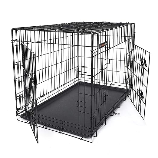 FEANDREA HundeKäfig 2 Türen faltbar TransportKäfig DrahtKäfig Katzen Hasen Nager Kaninchen Geflügel Käfig L - XXXL