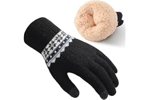 fauson Winter Gloves - Double-layer Thick Gloves for Women Elastic Touch Screen Winter Gloves Women for Cold Weather