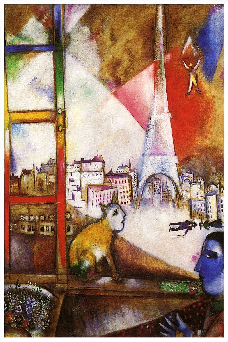 Paris Through the Window Artist Marc Chagall Fine Art Giclee Poster Print of Painting CANVAS Print