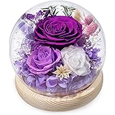 FIACO Gifts for Mom Mothers Day Women Birthday Preserved Flowers in Glass Dome Forever Fresh Flowers for Delivery Eternal Roses Gifts for Grandma Wife Daughter Friends