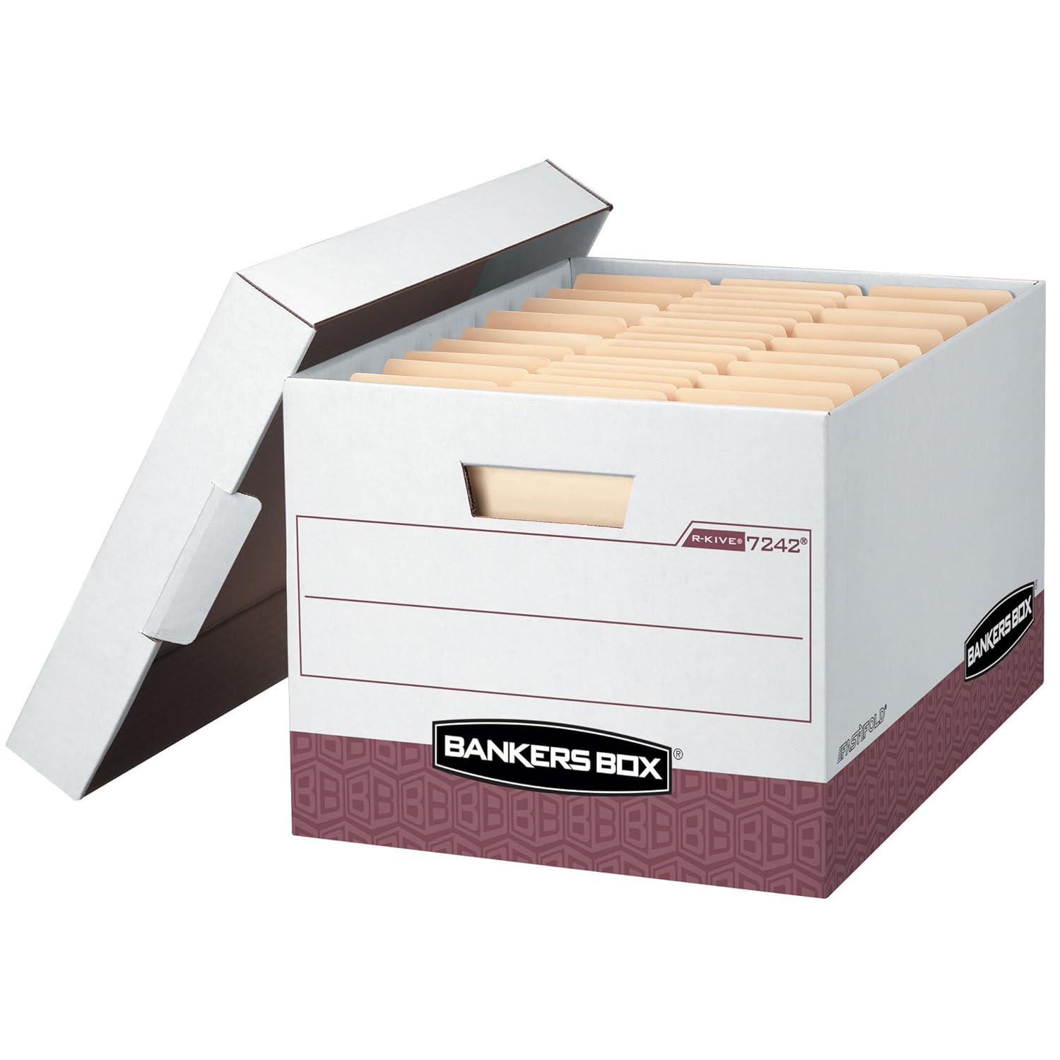 Bankers Box R-KIVE Heavy-Duty Storage Boxes, FastFold, Lift-Off Lid, Letter/Legal, Case of 12 (07242)