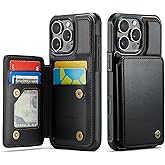 Vinich for iPhone 16 Pro Wallet Case with Card Holder, RFID Blocking Credit Slots Kickstand Shockproof Phone Cover Fit for iPhone 16 Pro 6.3" Black