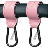 MZTUE Walker Accessories Hooks, 2 Pack Wheelchair &amp; Rollator Clips, Pink | PU Leather Hook &amp; Loop Strap and Aluminum Carabiner, Bag Holder and Cane Hook for Walker, Wheelchair, Stroller, Scooter