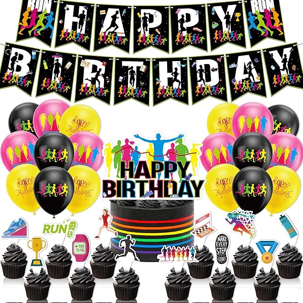 8-Piece Running Theme Honeycomb Centerpieces - Birthday Party Decorations With Sport Designs